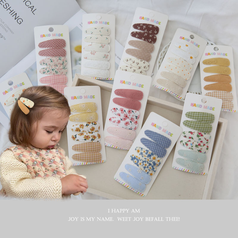 Baby Clothing Material - 6pcs Fabric Hair Clips Flower Print